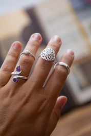 Rainbow Moonstone Mandala Ring