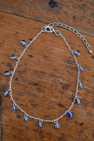 Blue Beaded Anklet Tree of Life