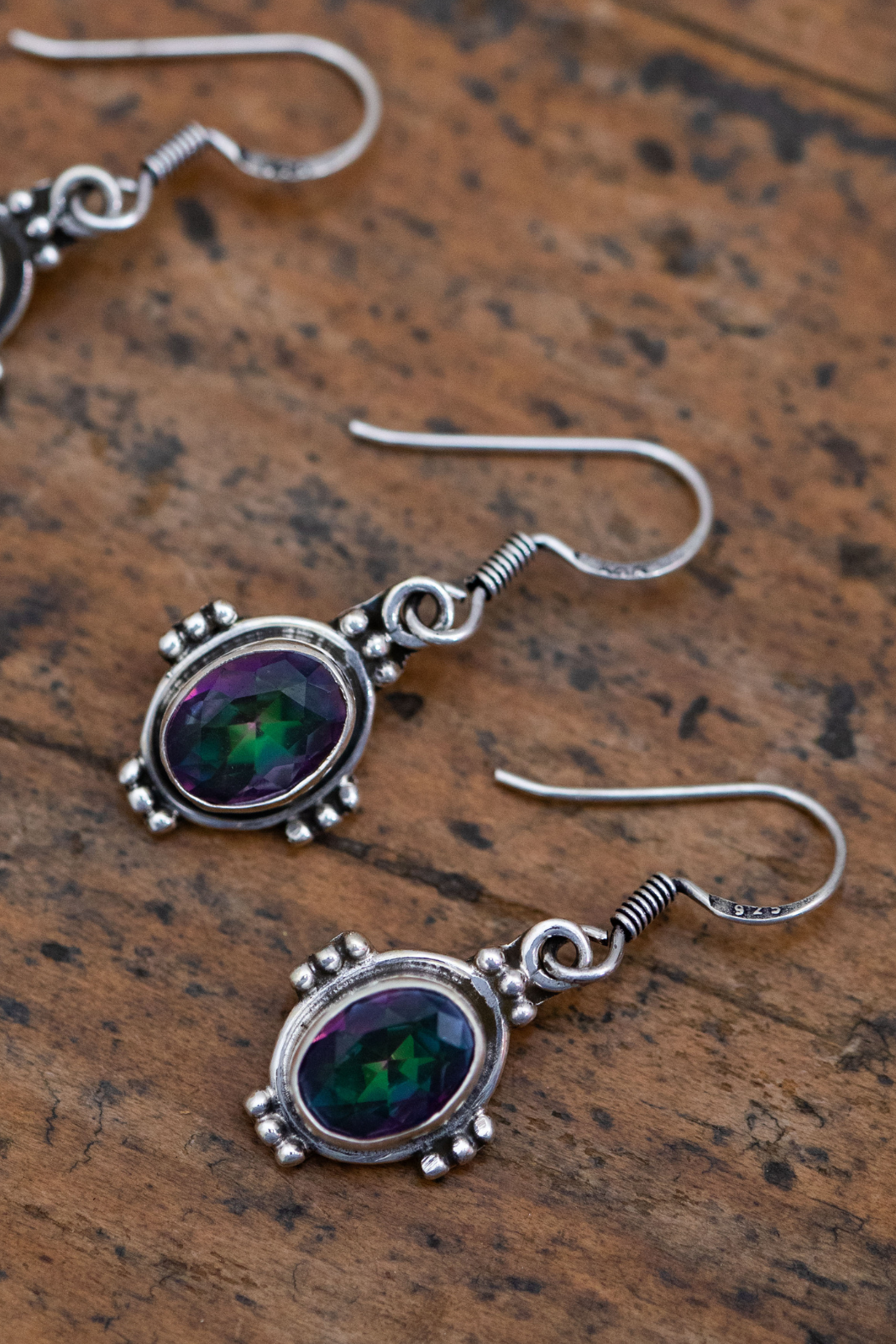 Mystic Topaz Risca Earrings Tree of Life