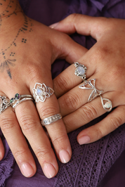 Rainbow Moonstone Lotus Ring