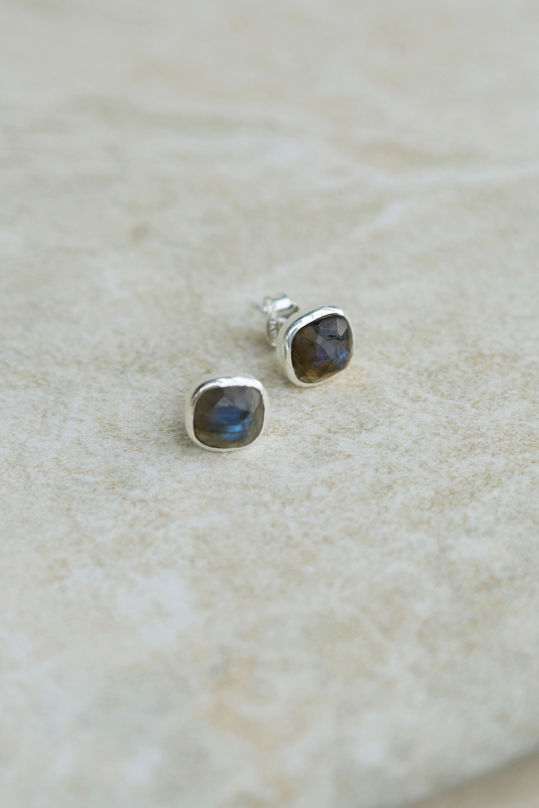 Square Labradorite Studs