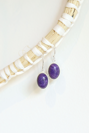 Charoite Oval Earrings