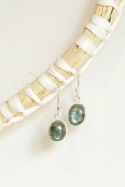 Oval Labradorite Drop Earrings