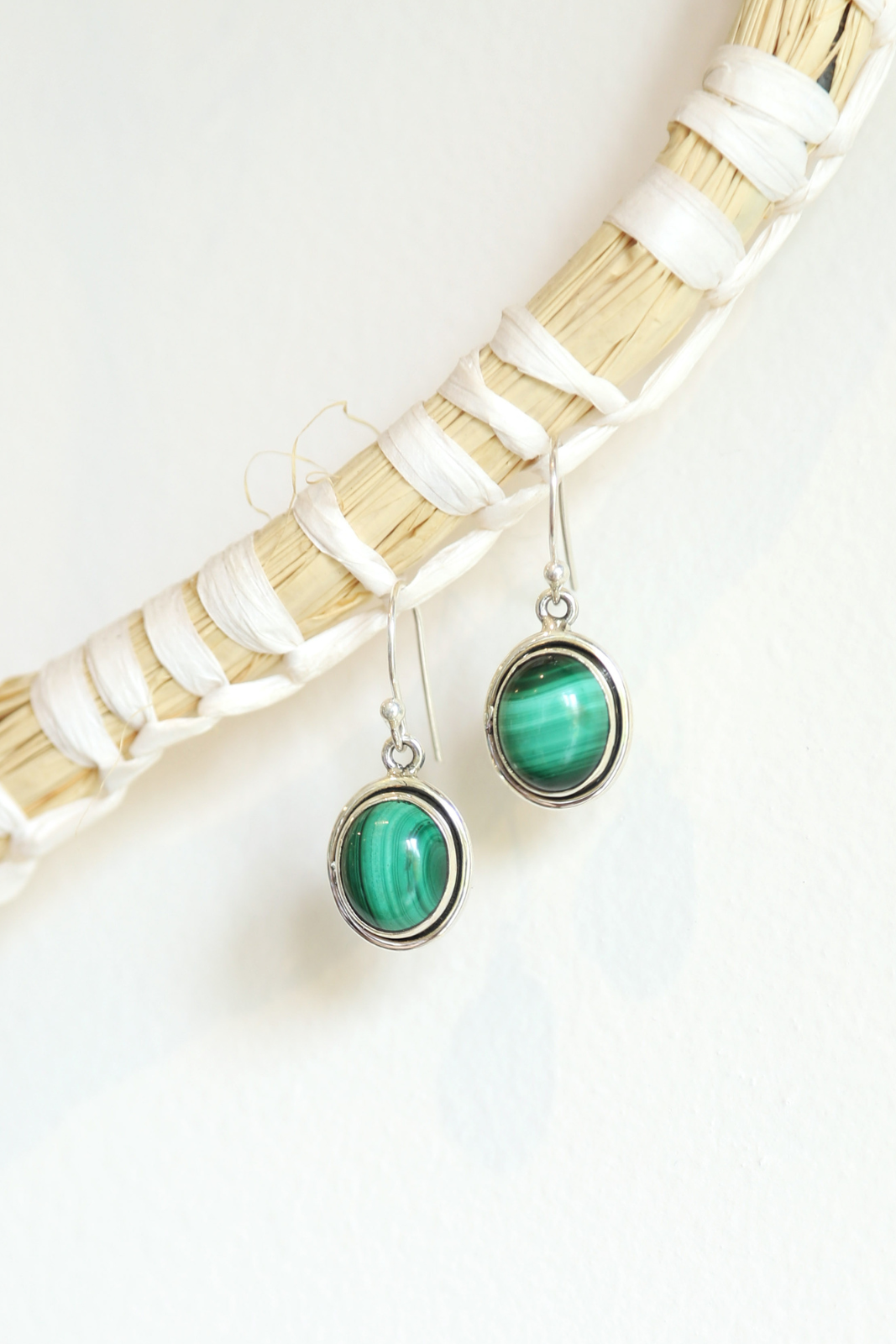 Round Malachite Earrings