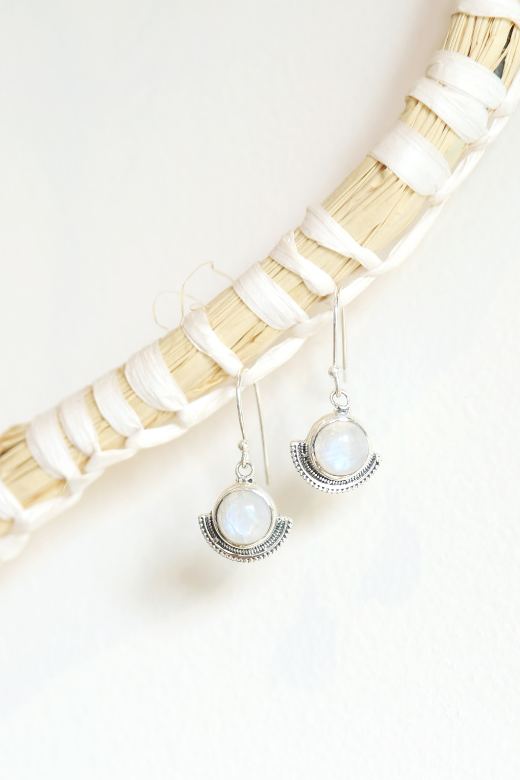 Ornate Rainbow Moonstone Earrings