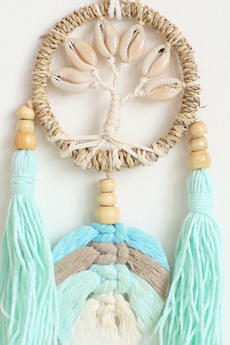 Aqua Shell Tree Wall Hanging