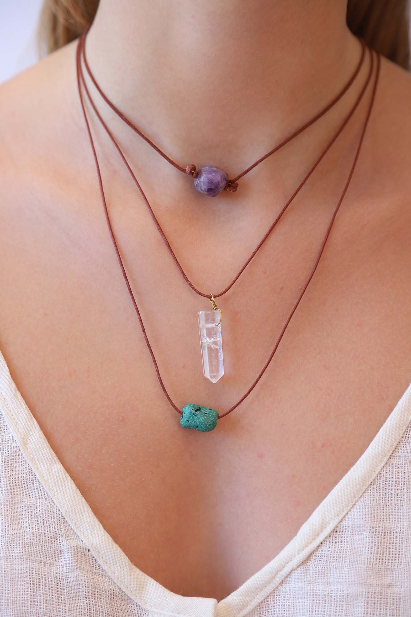 Mystic Three Stone Necklace