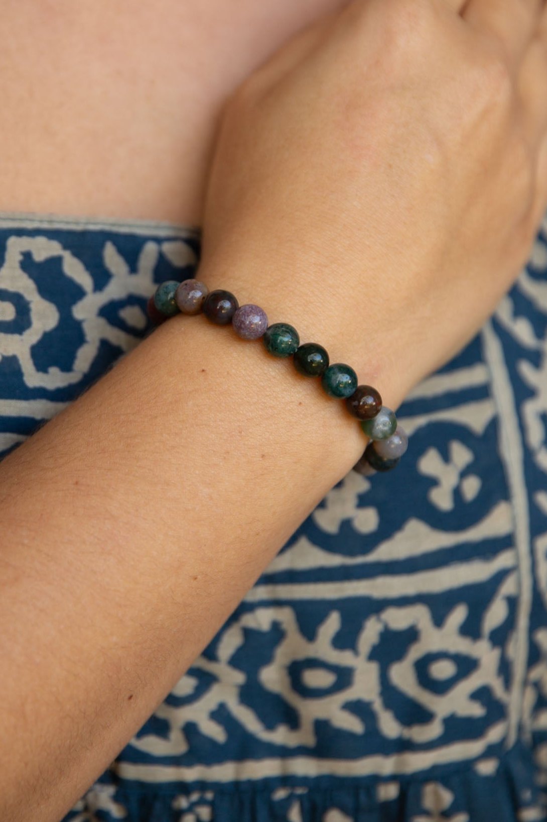 Indian Agate Beaded Bracelet