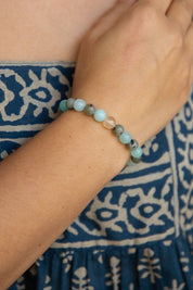 Aqua Agate Beaded Bracelet