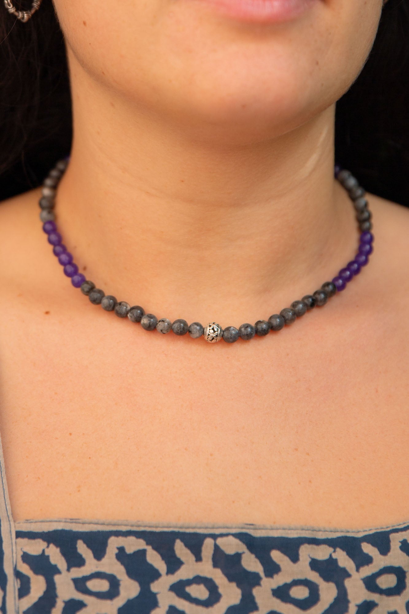 Amethyst and Moonstone Beaded Necklace