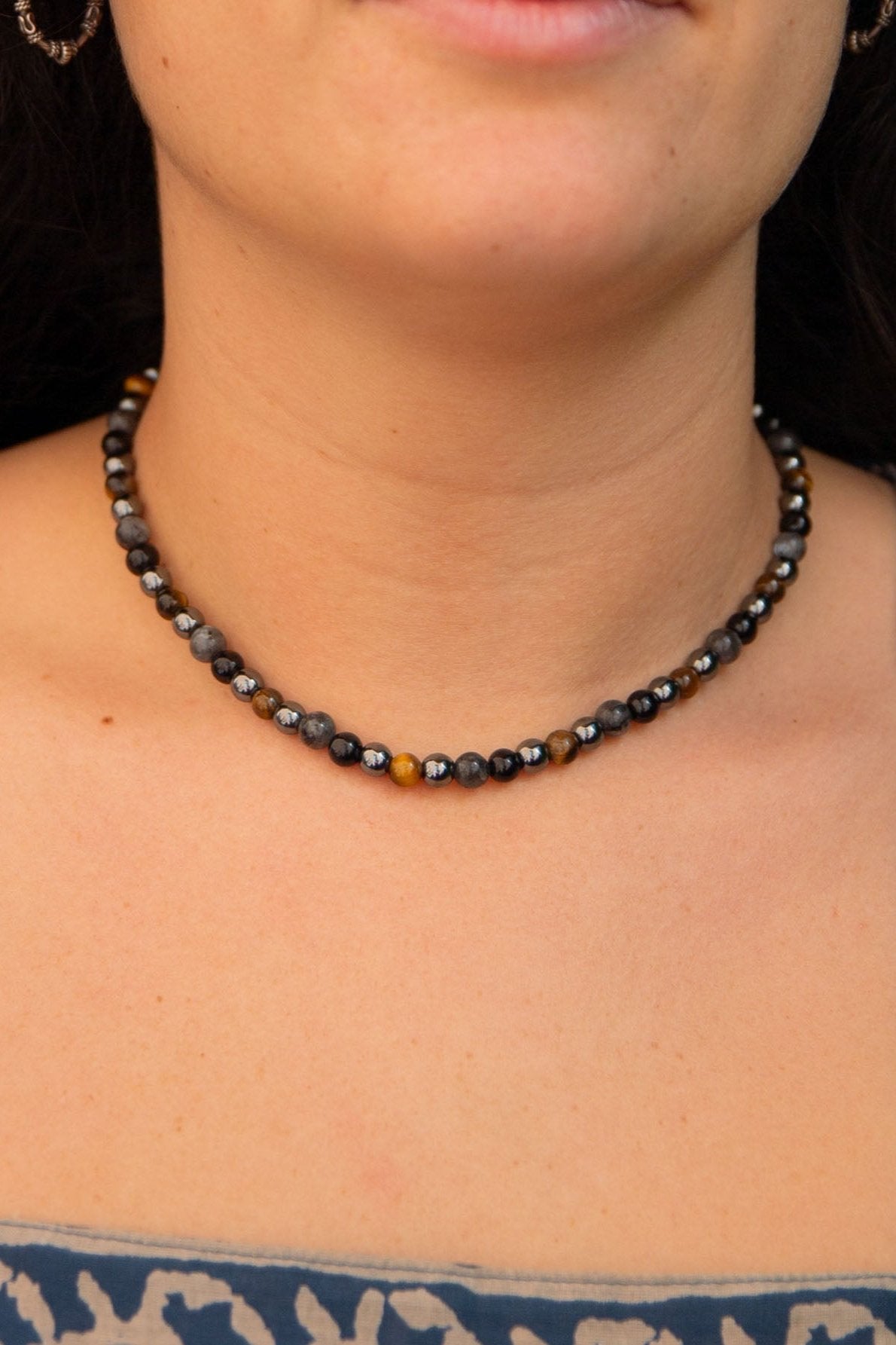 Hematite and Black Onyx Beaded Necklace