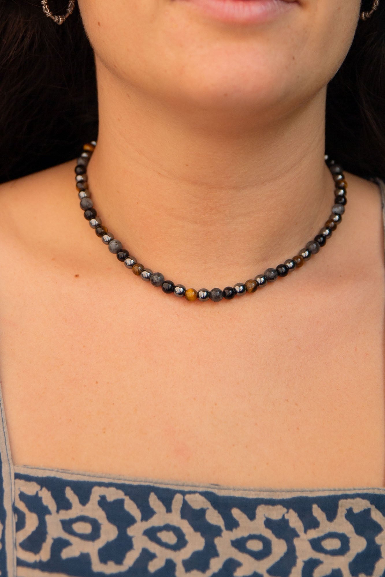 Hematite and Black Onyx Beaded Necklace