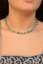 Aqua Labradorite Beaded Necklace