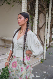 Rosewater Wrap Top