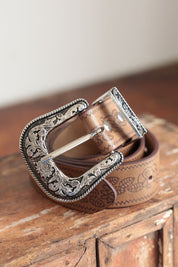 Tan Boho Floral Belt