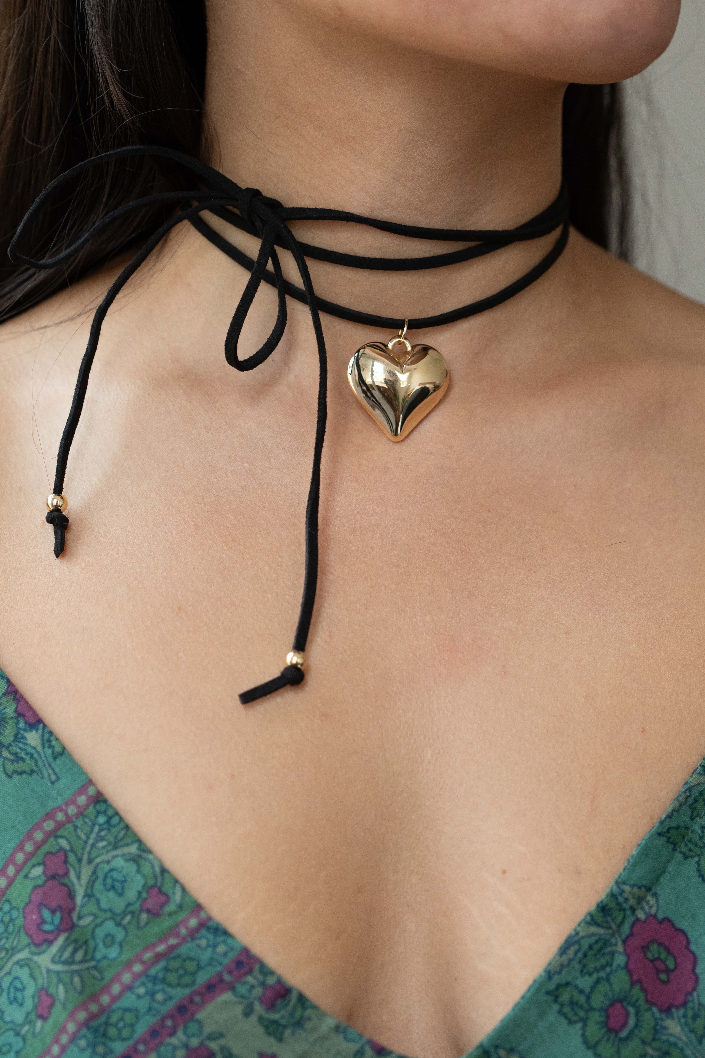 Gold Heart Wrap Necklace