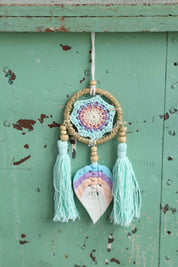 Aqua Macrame Leaf Wall Hanging