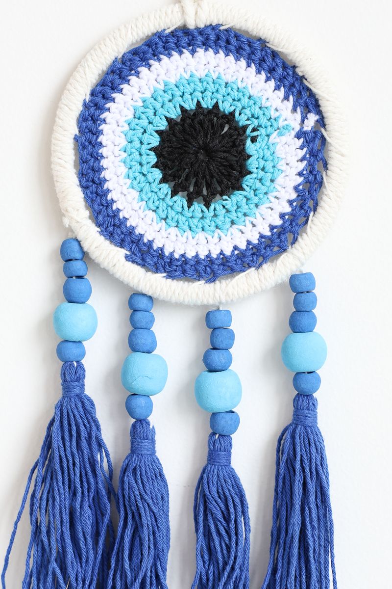 Blue Tassel Macrame Wall Hanging