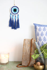 Blue Tassel Macrame Wall Hanging