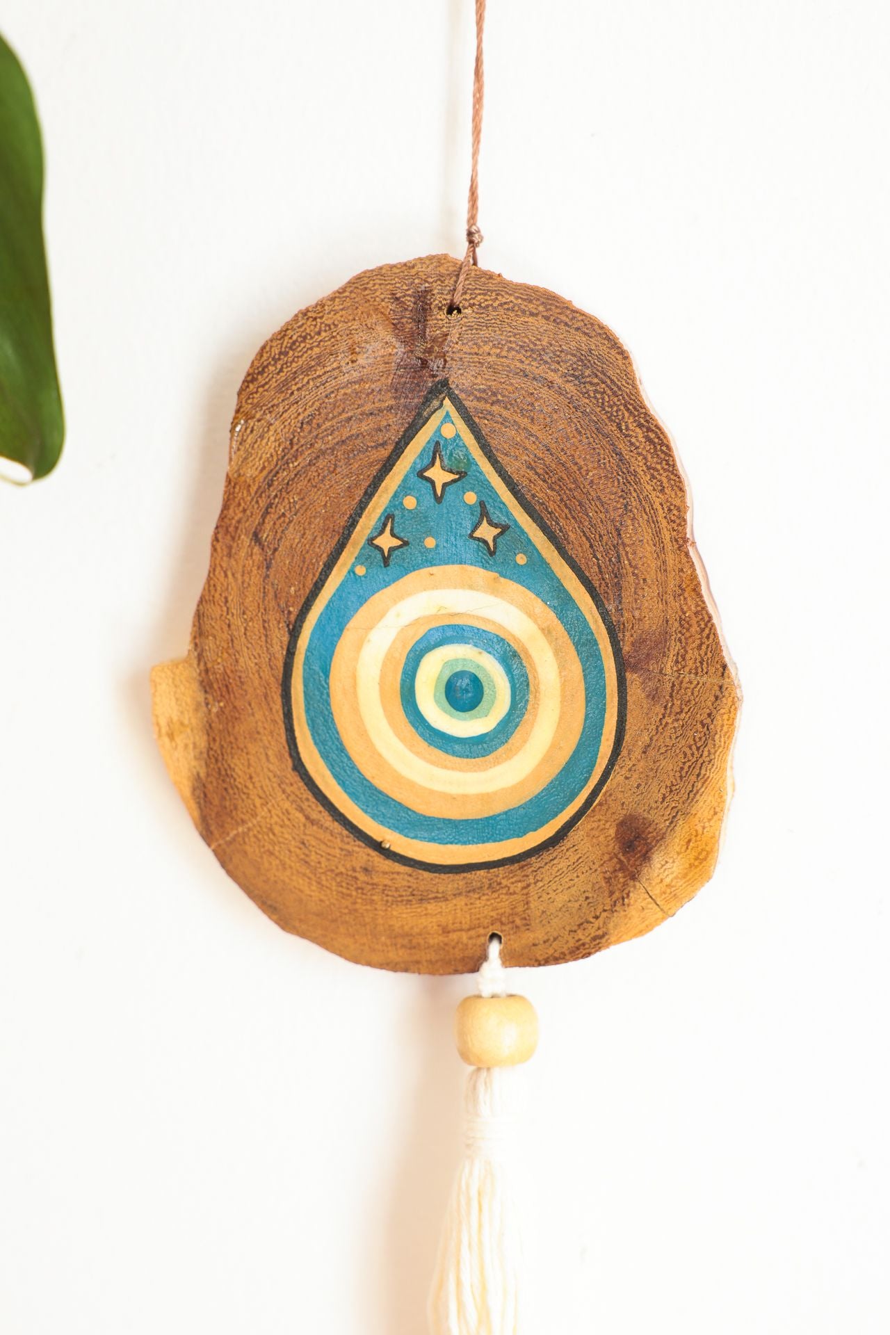 Wooden Teardrop Hanging with Tassel