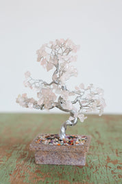 Rose Quartz Silver Crystal Tree