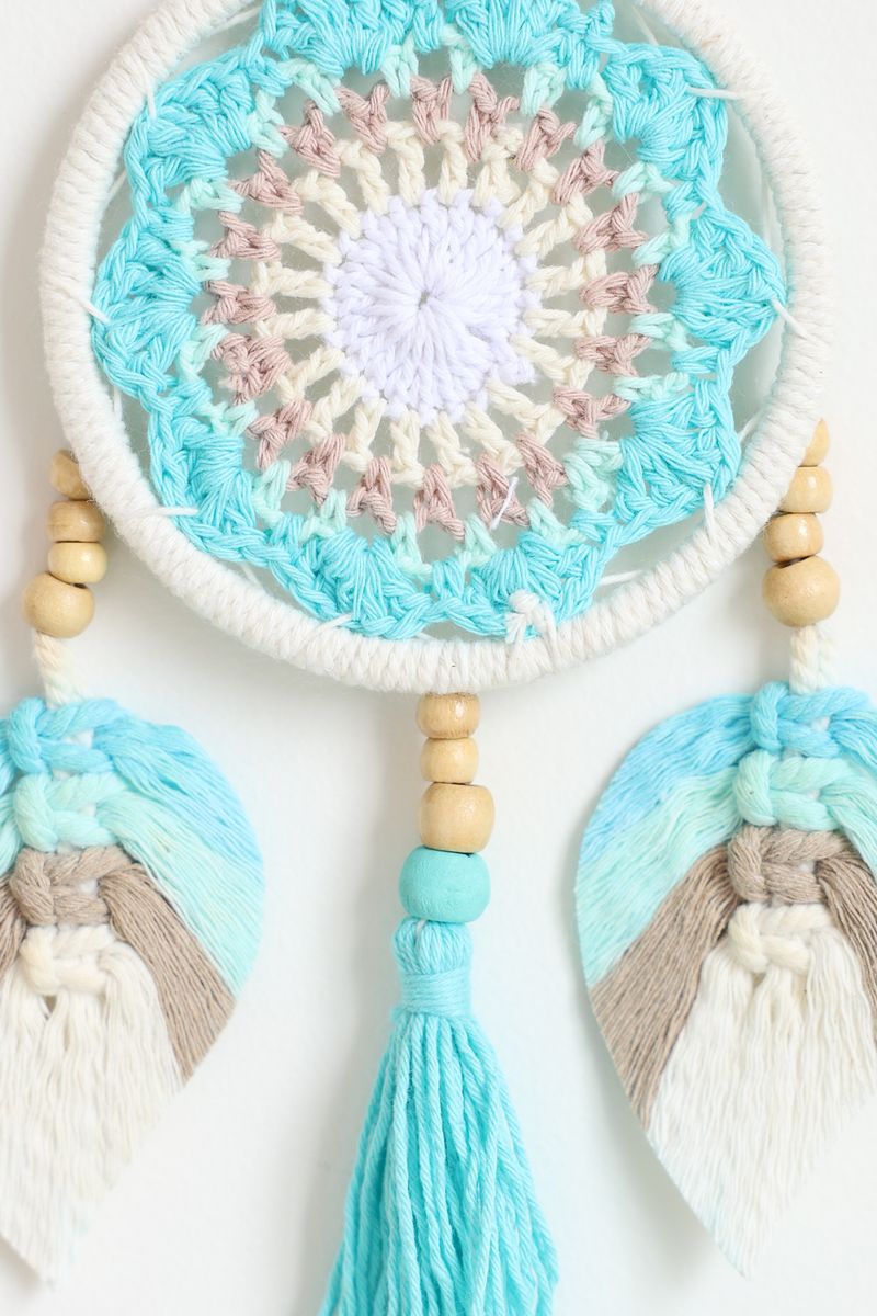 Blue Leaf Tassel Macrame Wall Hanging