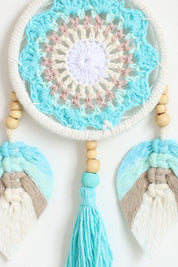 Blue Leaf Tassel Macrame Wall Hanging