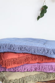 Blue Fringed Floor Cushion