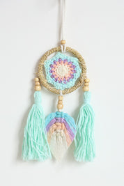 Aqua Macrame Leaf Wall Hanging