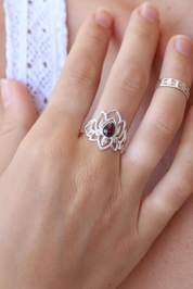 Garnet Lotus Ring