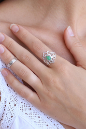 Prehnite Lotus Ring