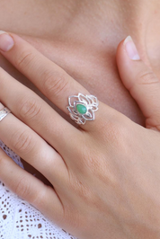 Prehnite Lotus Ring