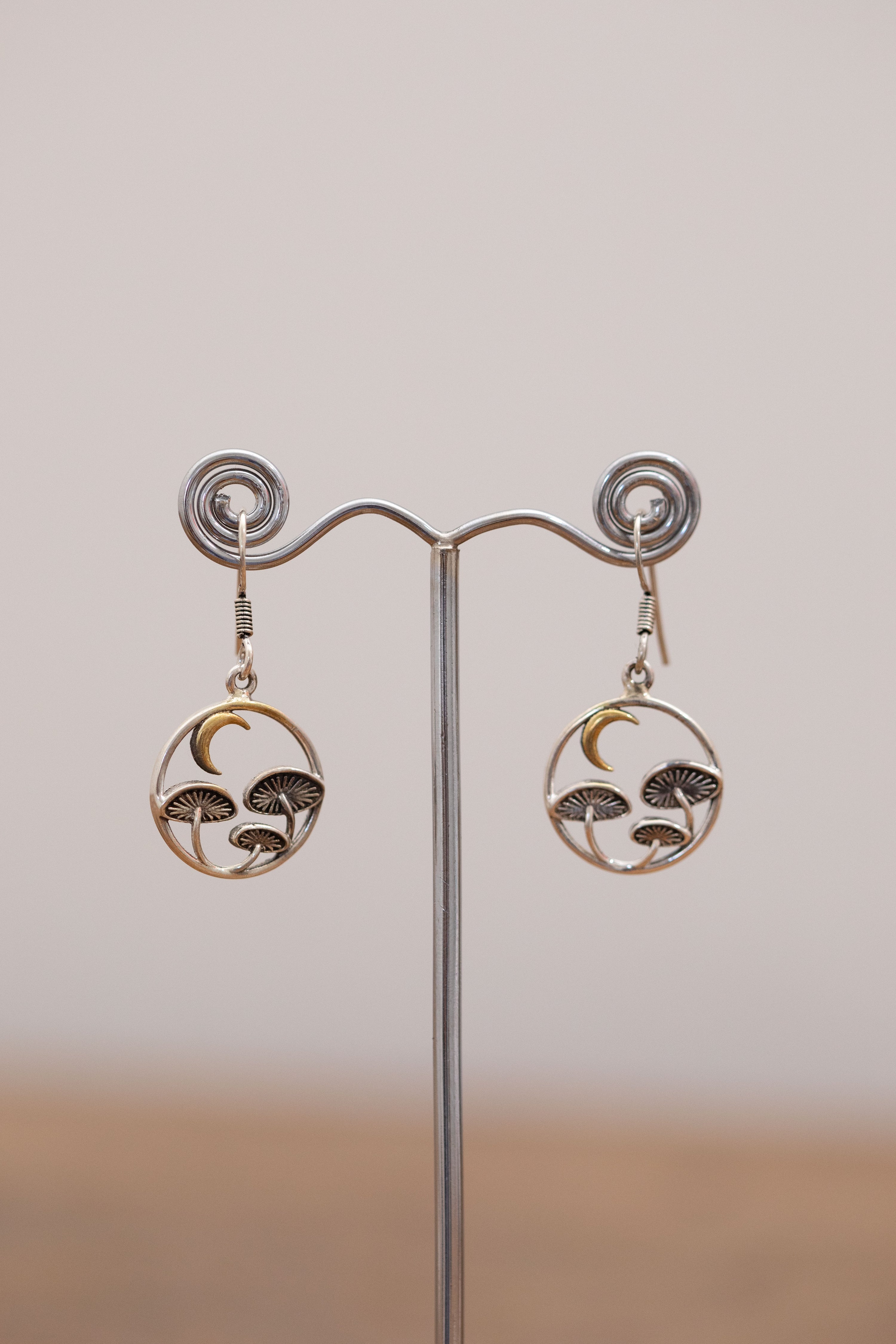 Mushroom moon earrings