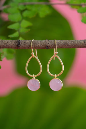 INWARD Rose Quartz and Moonstone deals Gold Spiral Earrings