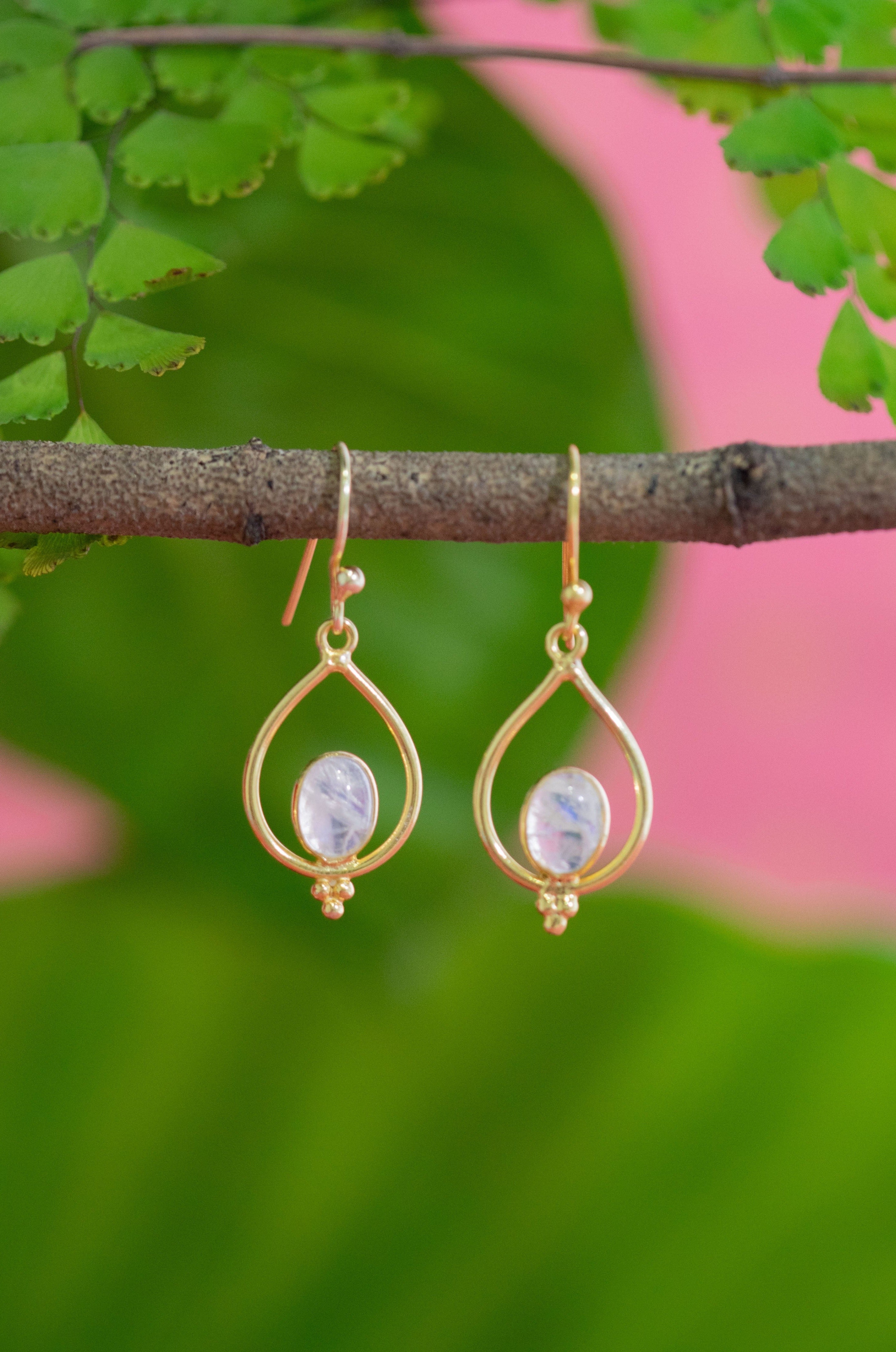 Cleo Rainbow Moonstone Earrings