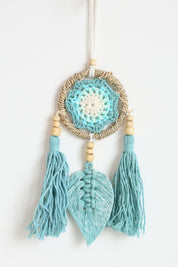 Teal Macrame Leaf Wall Hanging