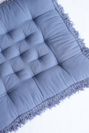 Blue Fringed Floor Cushion