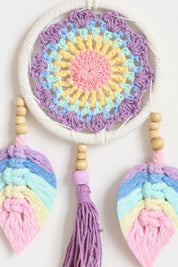 Pastel Leaf Macrame Tassel Wall Hanging