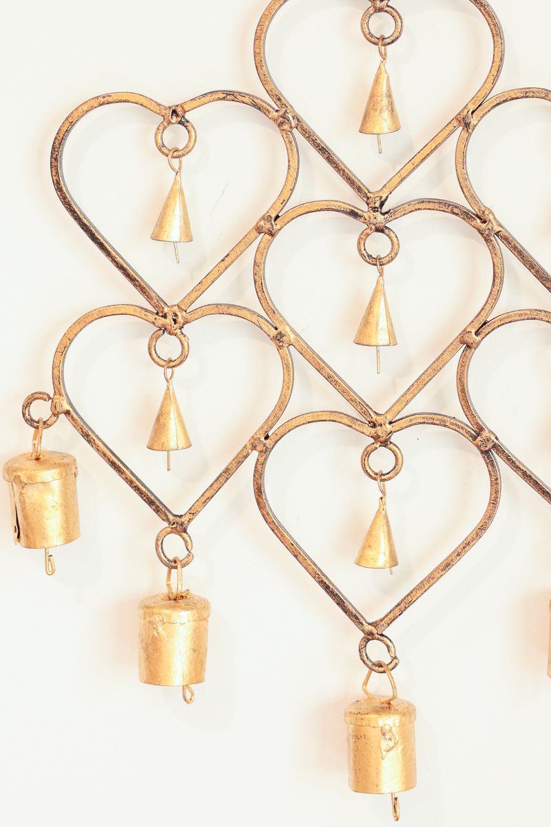 Gold Heart Bell Hanging